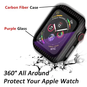 Sklo+Kryt Pre Apple hodinky Prípade 38mm 42mm Príslušenstvo Uhlíkových vlákien nárazník+Screen Protector iWatch series 3 4 5 6 SE 40 mm 44 mm 2