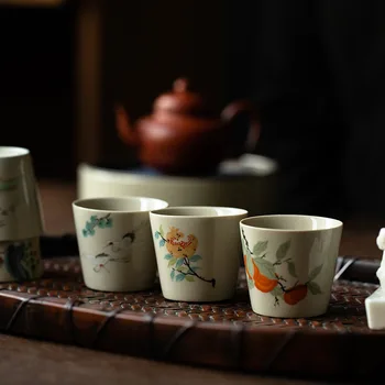Retro rastlín popola glazúra vzorky šálku čaju čaj majster pohár jeden pohár, misku je jedno, úžitkovej keramiky kung fu čaj nastaviť 2