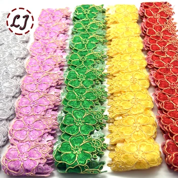 Nové módne 1 yard 65mm vyšité farebné kvetinové čipky pásky výbava žehlička na patch šitie remesiel Bohemia odev, príslušenstvo urob si sám 2