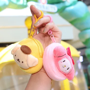 Kawaii Sanrio Hello Kitty Plyšové Keychain Roztomilý Kreslený Kuromi Cinnamoroll Melódie Headset Taška Mince Kabelku Prívesok Ozdoby, Darčeky 2
