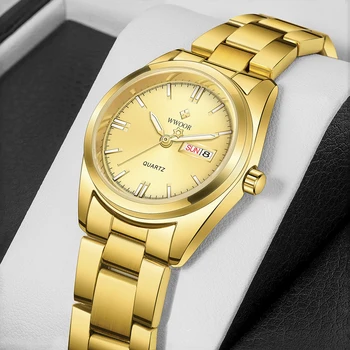 Elegantné Ženy Sledovať WWOOR Luxusné Značky Gold Nehrdzavejúcej Ocele Žena Hodiny Dámy Quartz Nepremokavé Náramkové Hodinky Príčinné Reloj Mujer 2