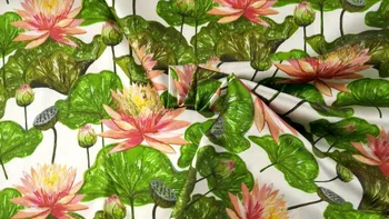 Zľavu Nové Módne Super Módne Kreácie Ružová Lotus Leaf Kvety Tlače Textílie, Blúzky, Šaty Z Hodvábneho Saténu Textílie Textilným 2