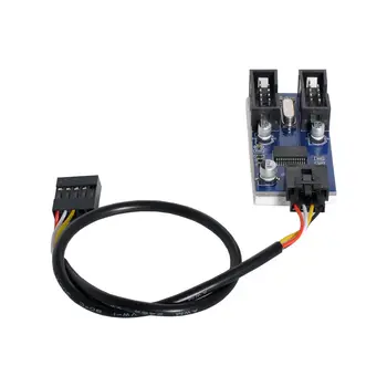 CY Doske 9pin USB 2.0 Hlavičke 1 až 2 Samica Predlžovací Kábel HUB Konektor Adaptéra Port Multilier 2