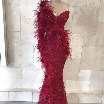 Jeden Ramenný Morská víla Šaty Ples 2021 Čipky Korálky 3D Kvetinovým Appliqued Dĺžka Podlahy Formálne Šaty na Zákazku vestidos de gala 2