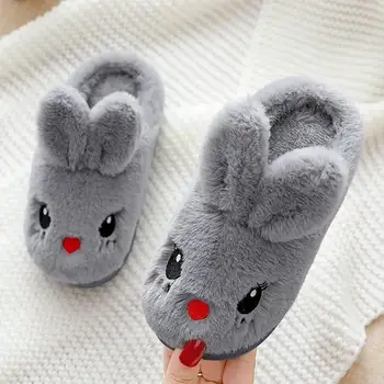 2022 nové pribrala teplé deti jeseň zima bavlna topánky roztomilý dievča králik domova non-slip teplé vlnené papuče bavlna 2