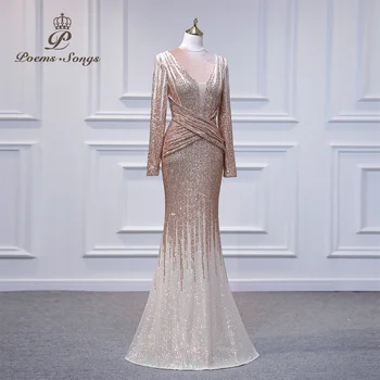 Elegantné dámske šaty pre strany 2022 Dlhý rukáv večerné šaty vestidos de fiesta župan de soiree mariage de 2