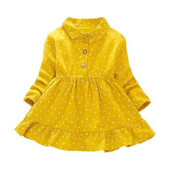 Dievčatá Oblečenie Na Jeseň Nové Deti Clohting Dot Tlače Módne Deti Princezná Šaty Detské Dievčenské Šaty 2