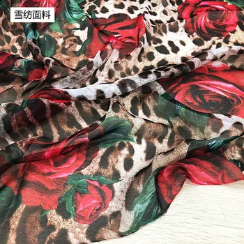 Vytlačené Rose Leopard Keper Textílie Značky Žakárové Oblečenie Tričko Módny Návrhár Handričkou Diy Šiť podľa Meter na Šaty Materi 2