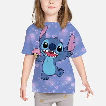 Deti Oblečenie Disney steh T-shirts Pre Chlapca, Dievča, Baby, Deti Topy Krátky Rukáv Dieťa Harajuku 3D Tričko zábavné Oblečenie Kostým 2