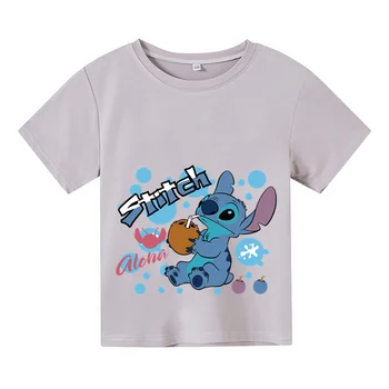 Harajuku Kawaii Disney Roztomilý Tlač Chlapci a Dievčatá T-shirt Lilo a Stitch T-shirt Camiseta Baby okolo Krku Príležitostné Voľné Celkom 2
