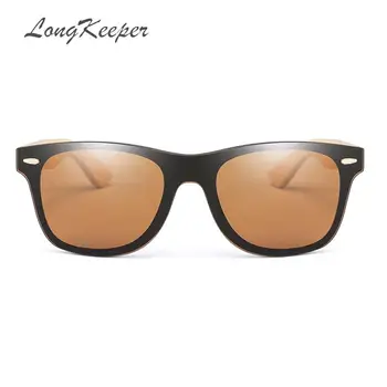 LongKeeper Dreva, bambusové nadrozmerné Okuliare Luxusné Značky Dizajnér bez obrúčok zrkadlové Námestie slnečné Okuliare pre Ženy/Muži 2