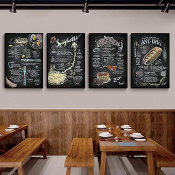 Hamburger Tabuli Maľovanie Bez Rámu Plagáty Na Stenu Umenie Výtlačkov Pizza Kreatívny Obraz Západného Reštaurácia Kuchyňa Miestnosti Dekorácie 2