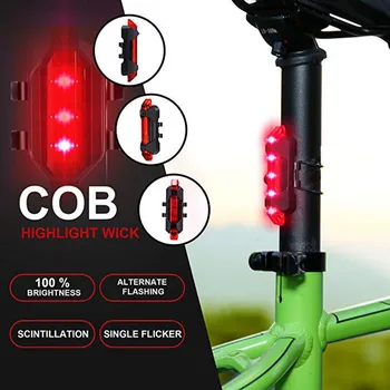 USB Nabíjateľné LED Bicykel zadné Svetlo na Horských Bicykloch Bezpečnostné Upozornenie Predné A Zadné Svetlá Blikať Noc Jazdecké Príslušenstvo 2