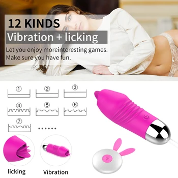 Vibračné Vajíčko G-spot Masér Sexuálne Hračky pre Ženy, Ženské Masturbator 12 Rýchlosti Stimulátor Klitorisu Jazyk Lízanie Vibrátor 2