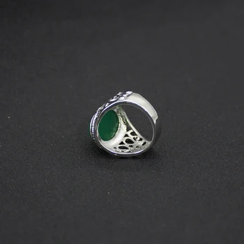 Najnovšie Dizajn Zeleného Kameňa Prstene pre Ženy Duté Z Strieborné Pozlátené Vintage Krúžky Módne Šperky 2