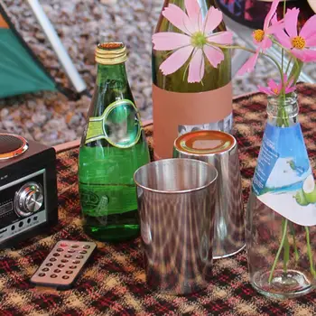8pcs Outdoor Camping Pohár Riad Nastaviť 70 ml/350 ml Ocele Poháre na Víno, Pivo, Kávu, Pohár Whisky, Čaj Mlieko Cestovné Piknik Hrnčeky 2