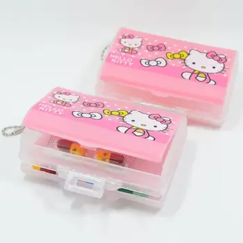 Sanrioed Anime Hello Kitty Pilulku Box Cestovnej Medicíny Držiteľ Ukladacieho priestoru Tabletu Prípade Kontajner Dávkovač Organizátor Nástroje balíka office home 2