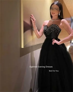 Eightree Crystal Black Večerné Šaty Tylu Bez Ramienok Elegantné Formálne Ženy Prom Šaty Šaty De Soirée 2022 Abendhttpder Dubaj 2