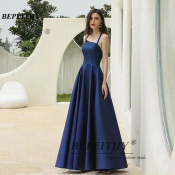 BEPEITHY Jedného Pleca Lesk A-Line Blue Večerné Šaty Dlhé Luxusné 2021 Strany bez Rukávov Svieti Prom Šaty Pre Ženy, Nový 2