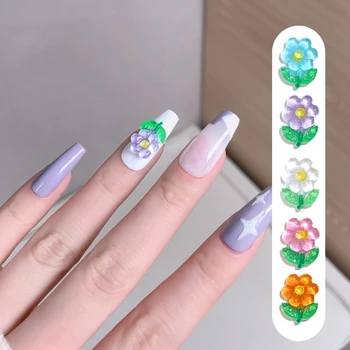 5 ks Klinec Umenie Lesklé Crystal Kvet 3D Candy Farby na Nechty, Šperky, Ozdoby na Nechty, Japonská Nail Art Flower Nail Art Decoration 2
