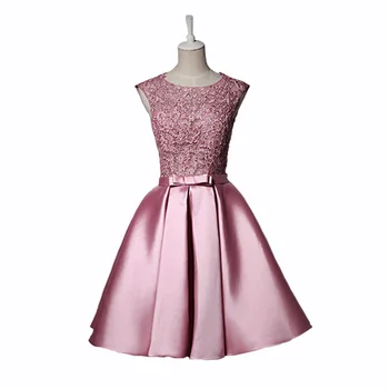 LAMYA Krátke čiary Ružový Satén Prom Šaty Pre Ženy 2022 Čipky Svadobné Party Formálne Šaty Šaty Vestido De Festa 2