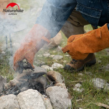 Naturehike Spomaľovač Horenia Tepelne Izolačné Rukavice Kožené Vysoké Teploty Outdoor Camping Piknik BBQ Rukavice 2