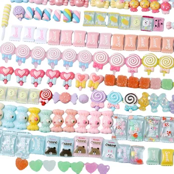 10Pcs/Veľa Kawaii Živice Nail Art Charms Šťastný Kvet Jelly Gummy Mix Sweet Candy 3D Dekorácie Nechtov DIY Luxusné Nechty Príslušenstvo 2