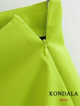 KONDALA Vintage Pevné Žiarivkové svetlo Zelená Sexy Mini Sukne pre Ženy-Line Sukne Office Lady Módne 2022 Príležitostné Letné Sukne 2
