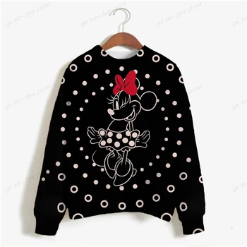 Disney Minnie Mickey Mouse tlač Mikina Ženy Gotický Streetwear Harajuku Sudadera Mujer Ženy, Oblečenie s Dlhým Rukávom s Kapucňou, 2