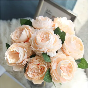 Single-Hlava Western Rose Core Pivónia Umelý Kvet Pôvodné Domáce Dekorácie, Svadobné Kytice Falošné Kvet 2