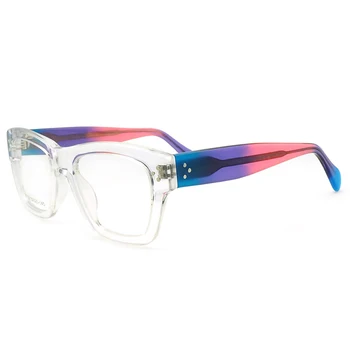 Námestie Mužov Okuliare Rámy Optické Ženy Nadrozmerné Okuliare Rámy Vintage Retro Rainbow Blue Predpis Okuliarov, Transparentné 2
