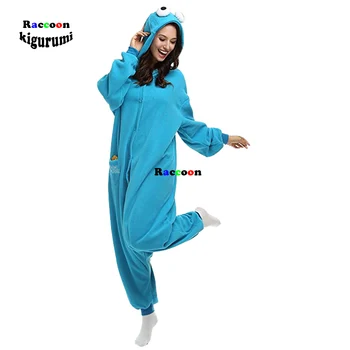 XXL135-200 CM Sesame Street Cartoon Zvierat Onesie Pyžamo Mužov Cosplay Kostým Pijamas Halloween Ženy Sleepwear Mýval Kigurumi 3