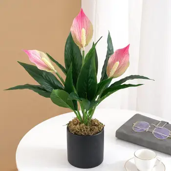 Pohodlné Umelý Kvet Ľahké Ťažké Klesať Flower Decor Elegantné Realistické Umelé Spathiphyllum 3