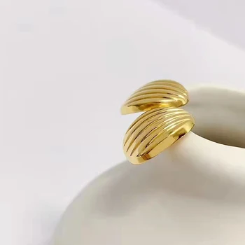 CHUHAN Reálne 18K Soild Zlatá Shell Vzor Stud Náušnice Pravý francúzsky Minimalizmus AU750 Ženy Geometrie Náušnice Jemné Šperky Darček 3