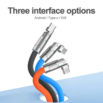 USB Typu C Otočiť Super Rýchle Nabíjanie Kábel 120W 6A pre Huawei Apple Xiao Telefón Android Nabíjací Kábel Koleno Kábel pre Hru 3