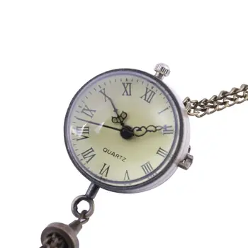 6035Trend retro-bronz vreckové hodinky tvorivé tvar gule vreckové hodinky s reťazca mužov a žien príslušenstvo 3
