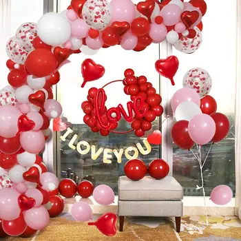 77pcs/Set Happy Valentine ' s Day Srdce Balóny Garland Arch Auta, Ružové a Červené Gule, Červené Srdce Balóny, Konfety Na Svadby, Narodeniny 3