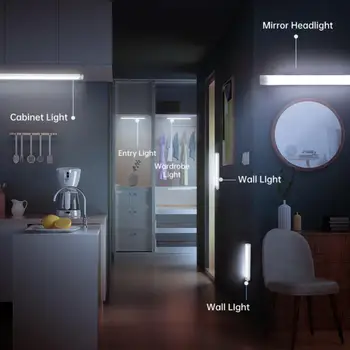 Senzor pohybu Svetelný Bezdrôtový LED Nočné Svetlo USB Nabíjateľné Nočné Lampy, Kuchyne, Skrine, Skriňa Lampa Schodisko Podsvietenie 3