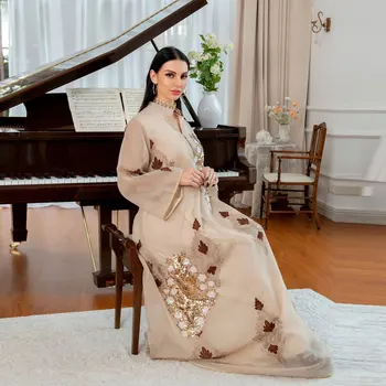 Móda Moslimských Šaty Žien Marocký Kaftane Elegantná Dáma Arabský Odev Jalabiya 2022 Eid Mubarak Djellaba Femme 3