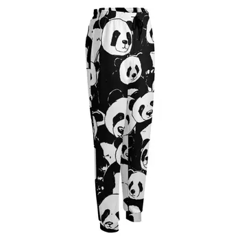 Čierna A Biela Panda Neforemné Nohavice Legrační Zviera Tlače Moderné Súpravy Na Jar Street Style Nadrozmerná Nohavice K Narodeninám 3