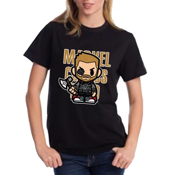 Marvel T Shirt Ženy Móda Kapitán Amerika Tlač Cartoon Dizajn Oblečenia Black Topy Dámske Letné Avengers T-shirts 3