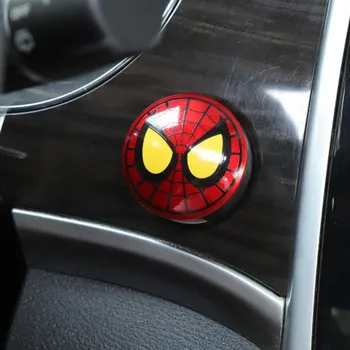 Marvel Spiderman Iron Man Interiéru Vozidla Nálepkou, Anime Postavy, Motor Auta Zapaľovanie Štart Spínač Tlačidlo Krytu Výbava Nálepky Hračky 3
