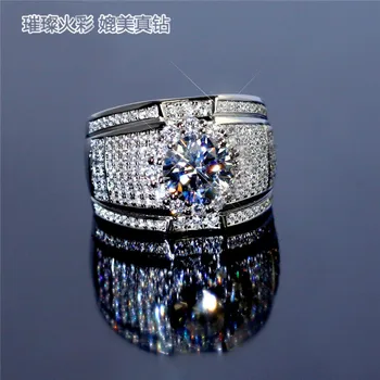 Luxusné pánske Krúžok AAAA Zirkón Plný Diamantový Prsteň Módne 925 Silver Pár Krúžok Nevesta Klasické Strany Šperky zásnubný prsteň 3