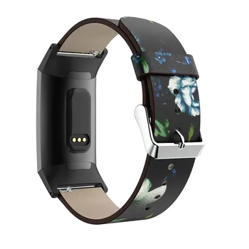 Kožený Remienok Pre Fitbit Poplatok 3 Smart Hodinky Kapela Nahradenie Tlač Kvet Watchband Pre Fitbit Poplatok 4 Náramok 3