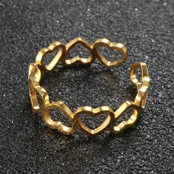 Trendy Duté Malé Láska Srdce Otvorenie Nastaviteľné Prstene Pre Ženy, Mužov Vintage Srdce Pár Z Nehrdzavejúcej Ocele Prst Prsteň, Šperky 3