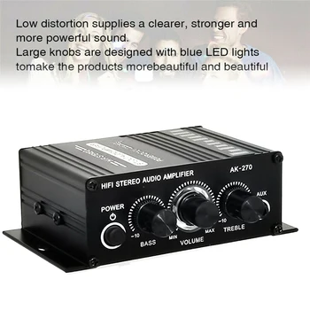 AK270 HIFI Stereo Zosilňovač Zvuku Pre Auto Karaoke Home Theater 2 Kanál Class D Zosilňovač Zvuku Podpora USB, SD, AUX Vstup 3