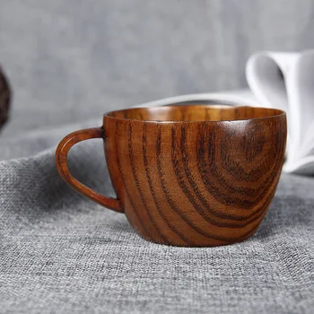 Drevené funkcie s držiakom hrnček drevené šálku kávy jednoduché ručné sklo drevený pohár 3
