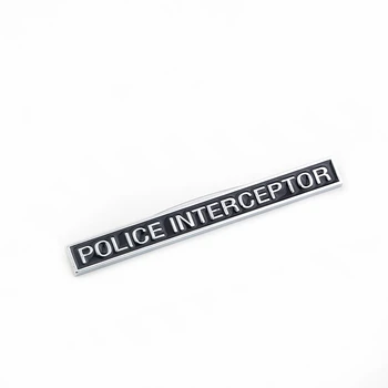 2x POLICE INTERCEPTOR Chrome Black Znak Auto Tela Fender batožinového priestoru Zadné Odznak pre Ford Preskúmať Victoria Crown Býk Nabíjačky 3