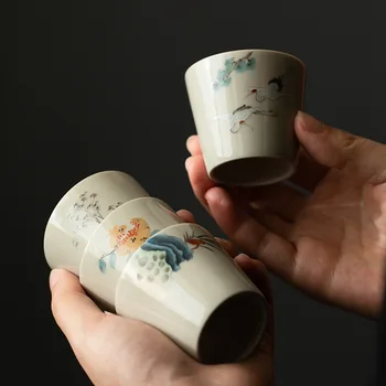 Retro rastlín popola glazúra vzorky šálku čaju čaj majster pohár jeden pohár, misku je jedno, úžitkovej keramiky kung fu čaj nastaviť 3