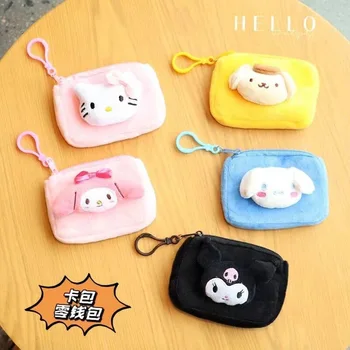 Kawaii Sanrio Hello Kitty Plyšové Keychain Roztomilý Kreslený Kuromi Cinnamoroll Melódie Headset Taška Mince Kabelku Prívesok Ozdoby, Darčeky 3